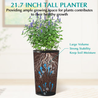 Sunvega 2 Pack Tall 21.7 Inch Crack-Resistant UV-Resistant Matte Planter Box for Indoor Outdoor