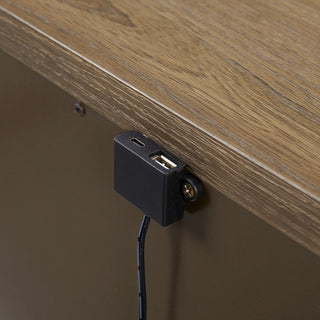 Sunvega Modern Latte Finish Nightstand with USB Charging and 3 Storage Drawers