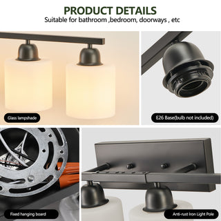 Sunvega Gold Vanity Light Fixture with Milky White Glass Shade for Mirror Bathroom