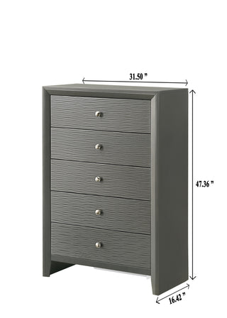 Sunvega Contemporary Gray Gun Metal Finish Two Drawer Nightstand with Round Handle Pull