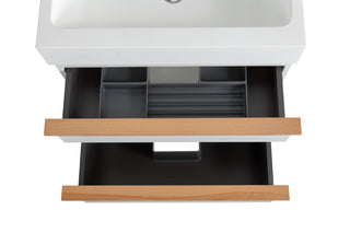 Sunvega White Wall Mounted Bathroom Vanity with Integrated Acrylic Sink and Soft-Close Drawers