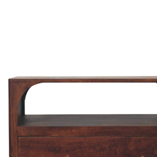 Sunvega Solid Mango Wood 3 Drawer Chest with Arched Edge and Natural Finish