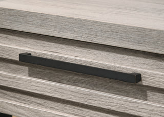 Sunvega Modern Weathered Gray Ash Wood Nightstand with Black Metal Base
