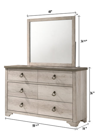 Sunvega Cottage Style Distressed Two Drawer Nightstand with Driftwood Finish