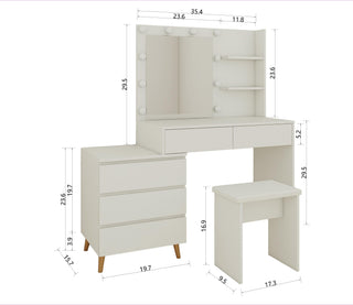 Sunvega Vanity Table with Adjustable Mirror Spacious Drawer and Matching Stool