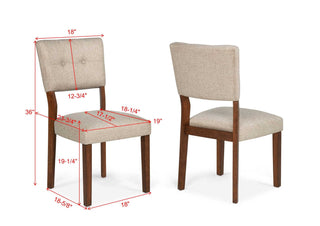 Sunvega Mid-Century Modern Brown Wood Finish Curved Button Tufted Dining Chairs