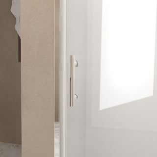 Sunvega 24x72 Inch Brushed Nickel Pivot Shower Door with Half Frame