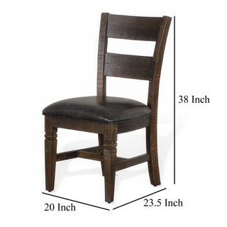 Sunvega Dark Brown Mahogany Ladderback Dining Chairs with Gray Fabric Cushioned Seats