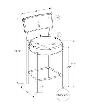 Sunvega Contemporary Counter Height Barstools with Grey Fabric Upholstery and Black Metal Legs