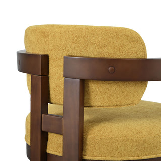 Sunvega Upholstered Rubberwood Dining Chairs with Natural-Grain Look in Yellow
