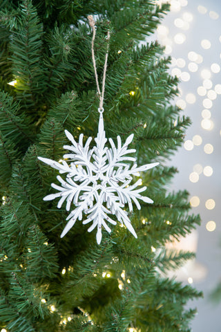 Sunvega Weathered Finish Iron Snowflake Hanging Ball Ornaments for Holiday Decor