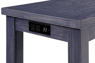 Sunvega Transitional Antique Blue and Gray Finish Dining Table Set with USB Outlet