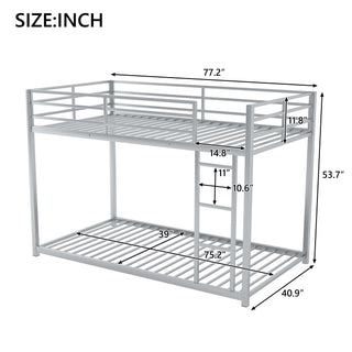Sunvega Full over Full Metal Bunk Bed with Ladder and Guardrail for Bedroom