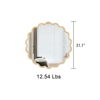 Sunvega Farmhouse Art Deco Wavy Wood Mirror Frame Wall Decor for Bathroom