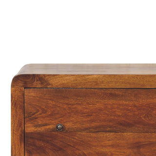 Sunvega Solid Mango Wood Chest with 3 Drawers and Sleek Chestnut Finish