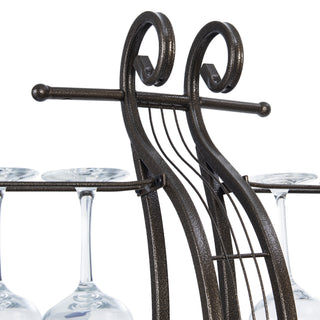 Sunvega Rustic Gold Cello Shape Wine Bakers Rack with Storage for Kitchen and Dining Room