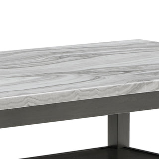 Sunvega Gray Faux Marble Top Dining Table with Storage Shelf and Tapered Legs