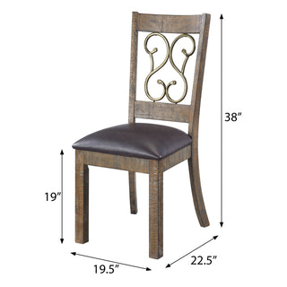Sunvega Weathered Cherry and Black Open Back Side Chairs with Faux Leather Seat