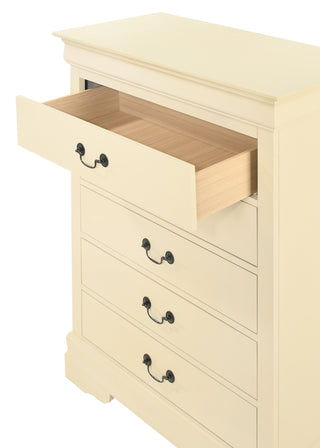 Sunvega Traditional Beige Bedroom Chest with Carved Bases and Curved Mouldings