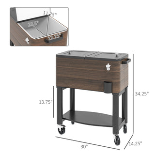 Sunvega Rolling Patio Cooler with Locking Wheels and 60 Quart Capacity