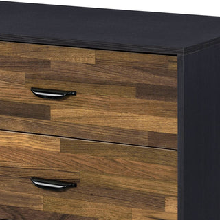 Sunvega Walnut and Black 6-Drawer Dresser with Spacious Storage and Contemporary Design