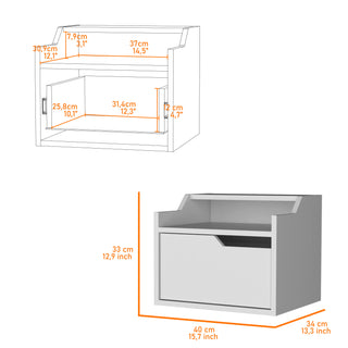 Sunvega Wall-Mountable Floating Nightstand with Drawer and Dual-Shelf Display
