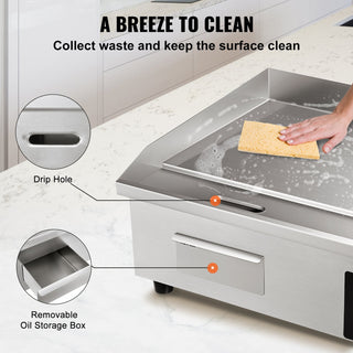 Sunvega Commercial Electric Griddle with 1600W Power and 21 Inch Stainless Steel