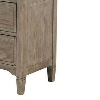 Sunvega Wire Brushed Gray Wooden Nightstand with 2 Drawers and Round Knobs