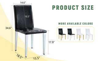 Sunvega Black Leather Chairs with Chrome Legs for Modern Minimalist Home Dining Set