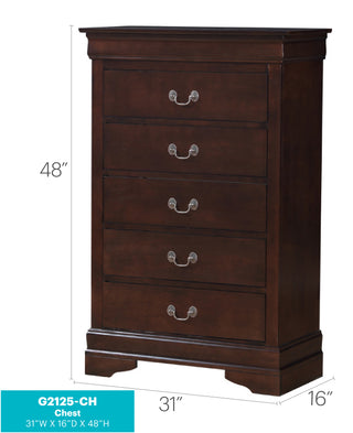 Sunvega Traditional Style Bedroom Chest with Carved Bases and Curved Mouldings