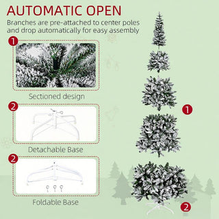 Sunvega Pencil Artificial Xmas Tree with Faux Snow Flocked Full Branch Tips Flame-retardant