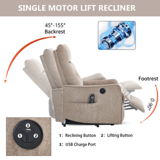 Sunvega Single Motor Power Lift Recliner Chair with Massage and Heat for Elderly