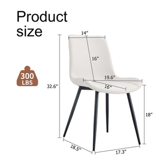 Sunvega Light Gray Artificial Leather Dining Chair with Curved Widened Cushion Design