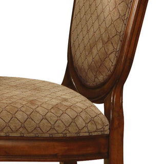 Sunvega Traditional Beige Upholstered Counter Height Stools with Cherry Wood Legs
