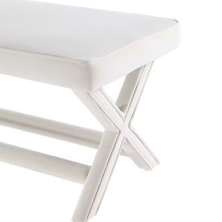 Sunvega Mid-Century Modern Velvet Upholstered Accent Bench with X-Crossed Legs