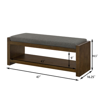 Sunvega Modern Accent Bench with Removable Cushion and Lower Storage Shelf