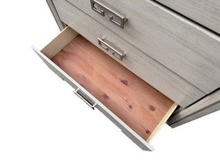 Sunvega Transitional Rustic White Bedroom Chest with Metal Handles and Ball Bearing Glides