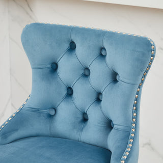 Sunvega Swivel Velvet Barstools with Button Tufted Back and Chrome Nailhead Trim