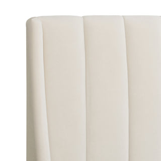 Sunvega Handmade Vertical Tufted Headboard Platform Bed Set in Light Beige Linen