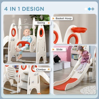 Sunvega 4-in-1 Indoor Toddler Playground with Slide Swing Climber Basketball Hoop