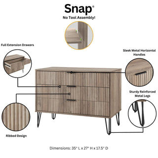 Sunvega Modern Glam Dresser with Gold Metal Handles and Splayed Legs for Bedroom
