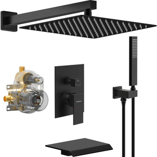 Sunvega High Pressure 10 Inch Rain and Handheld Shower System with Matte Black Finish