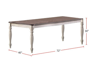 Sunvega Antique White and Oak Transitional Style Solid Wood Dining Table with 2 Leaves