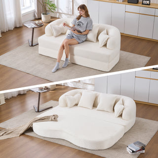 Sunvega 70 Inch Foldable Sofa Bed with 4 Pillows for Living Room Apartment