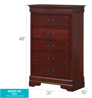 Sunvega Traditional Cherry Chest with Carved Bases and English Dovetailed Drawers