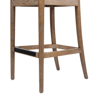 Sunvega Natural Oak and Cane Rattan Counter Stools with Black Boucle Upholstery