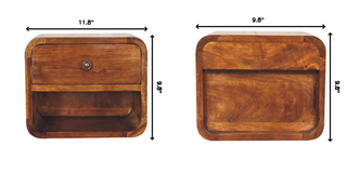 Sunvega Solid Mango Wood Wall Mounted Nightstand with Drawer and Open Slot