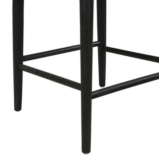Sunvega Mid Century Rubberwood Counter Stool Set with Comfy Fabric Upholstered Seat