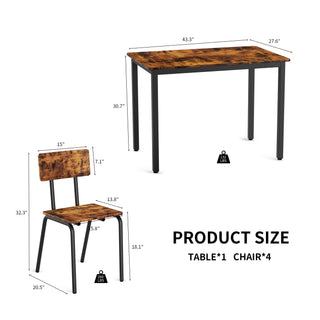 Sunvega 5-Piece Modern Dining Table Set with 4 Chairs for Small Space Kitchen