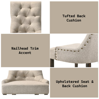 Sunvega Two-Tone Beige Fabric Side Chair with Reclaimed Gray Finish and Nailhead Trim